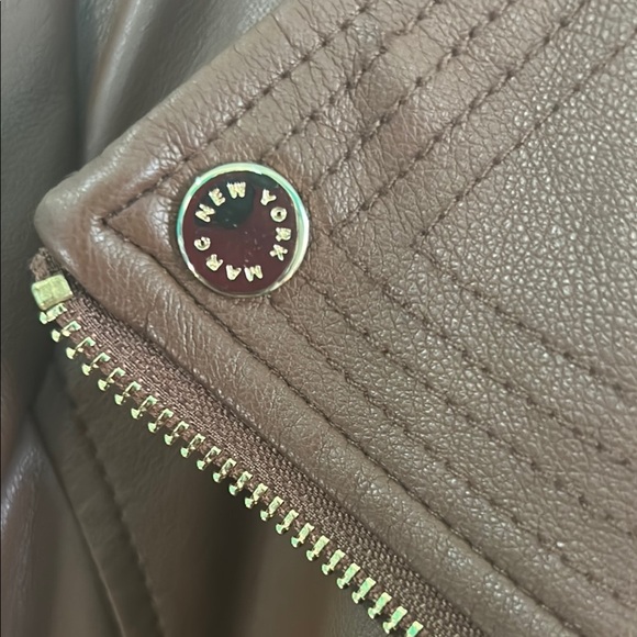 Marc New York Brown Leather Biker Jacket - Picture 4 of 16